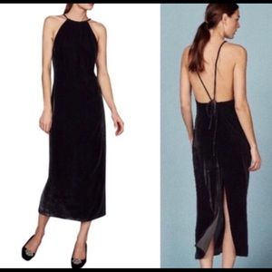 Reformation backless black velvet dress
